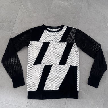 Maglione a buchi bianco e nero - S