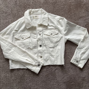 Weisse Cropped Jeansjacke
