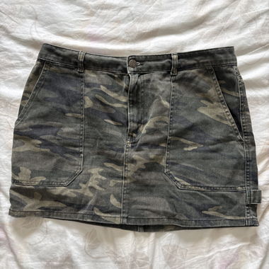 Camo Denim Mini Skirt