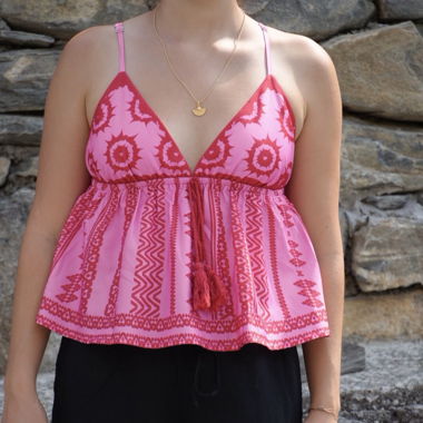Pinkes Spaghetti-Top