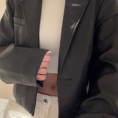 Brandneuer Croped Lederblazer