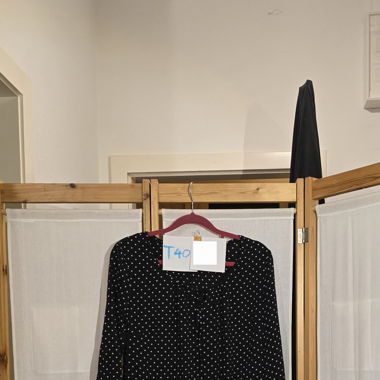 Black Blouse with White Dots