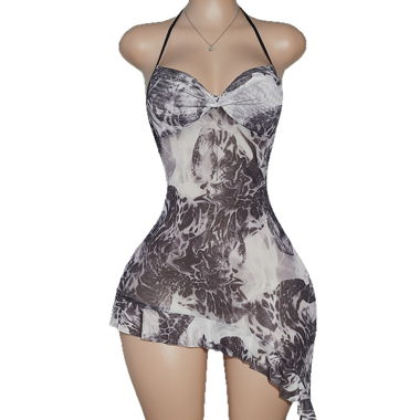 Asymmetrisches Halter-Minikleid