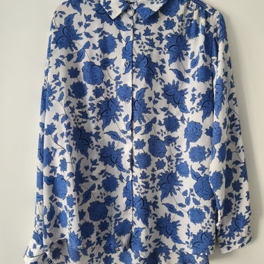 Chemise Conbipel florale bleu blanc XL