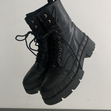 Black leather boots