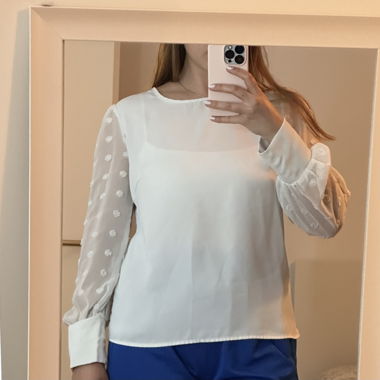 White sheer sleeve blouse