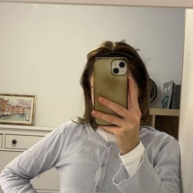 blue cardigan from h&m