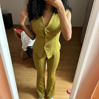 Ensemble gilet et pantalon vert