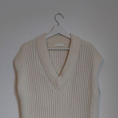 Weiss/beige Sweatervest