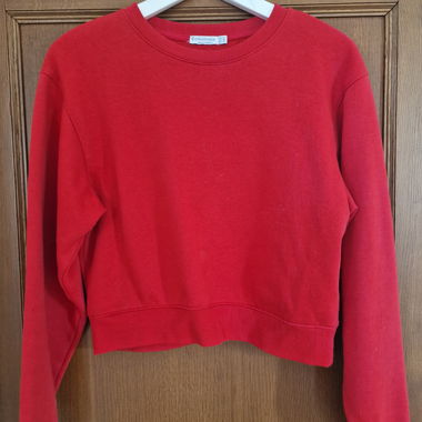 Rotes Stradivarius Cropped Sweatshirt XS