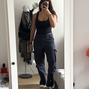 BERSHKA NAVY BLUE CARGO PANTS