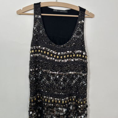 Zara-Top mit Pailletten in Schwarz