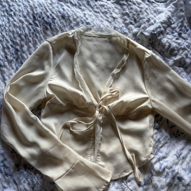 Beige Satin Wrap Top