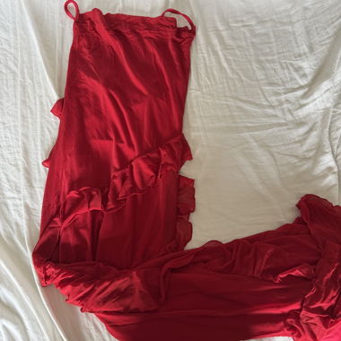Red maxi dress with ruffles