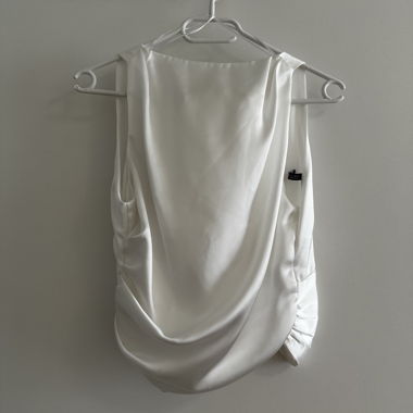 White satin top with tie