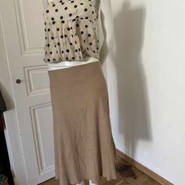 Beige midi flared skirt