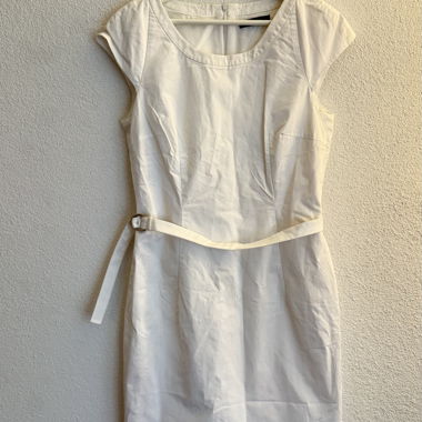 Abito tubino bianco Windsor con cintura