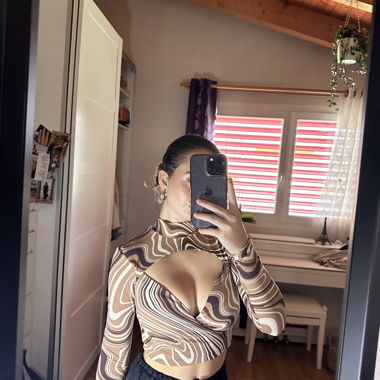 Top court Amisu à imprimé marron taille XS