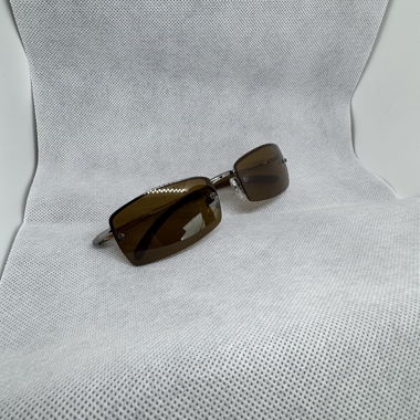 Y2K / Braune rechteckige randlose Sonnenbrille
