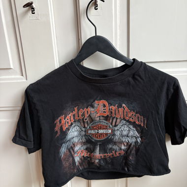 Black y2K Harley‑Davidson crop T‑shirt