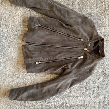 Giacca in pelle nabuk marrone taglia 36