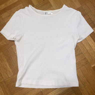 T-shirt blanc côtelé