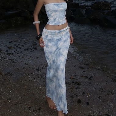 Blaues Tie-Dye-Rock-Set