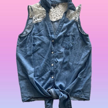 Jeans-Top mit Spitze