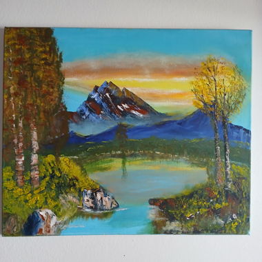 "Sonnenuntergang" selbstgemaltes Acrylbild 