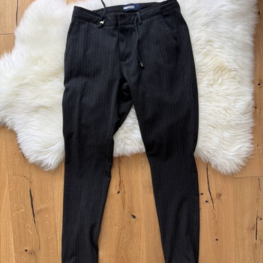 Striped fabric trousers black