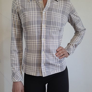 Chemise "Jedeli" Vintage 1973 blanche a carreaux 