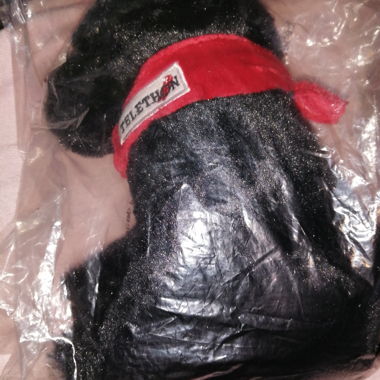 Schwarze stofftier, Hund
