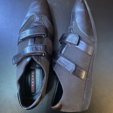 Brown canvas and leather dress shoes
