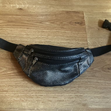 Snake-effect leather bum bag