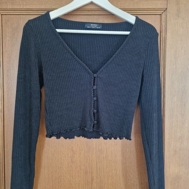 Schwarzes Bershka Crop-Cardigan S