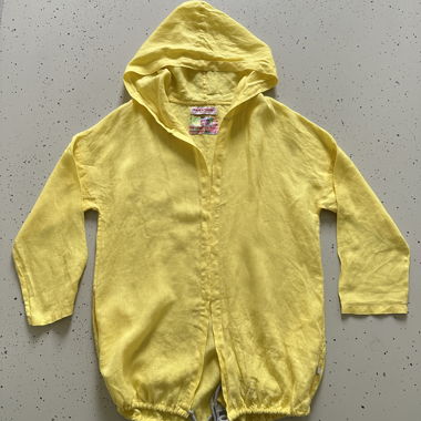 Frieda & Freddies Hoodie Cardigan in yellow linen L