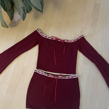 Red Top and Skirt Set