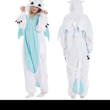 Tuta kigurumi drago bianca