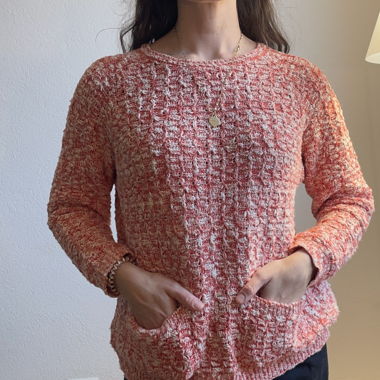 Rot weiss gestrickter Pulli