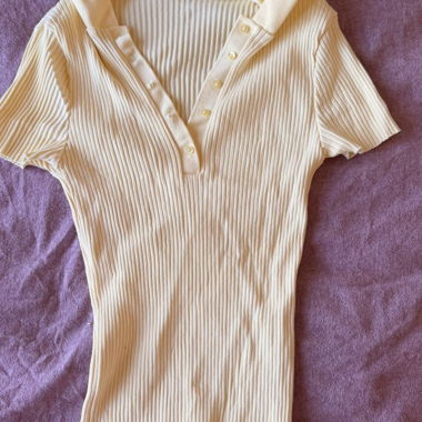 Zara Cream Ribbed Hooded Top