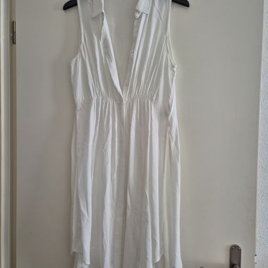 White Sleeveless Shirt Dress