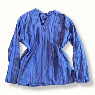 Camicia in cotone hippie a maniche lunghe a righe