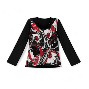 TOP IMPRIMÉ FLORAL NOIR VINTAGE Y2K