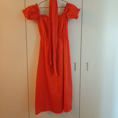 Red-Orange Off-Shoulder Summer Dress