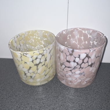 Rose and yellow marbled glass bowl