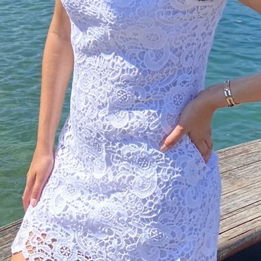 Blanc du Nil white lace sleeveless dress