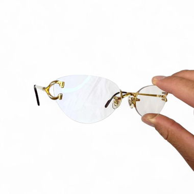 Lunettes de soleil ovales à deux points sans monture Cartier Gold