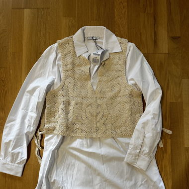 Stradivarius - Shirt dress, crochet west