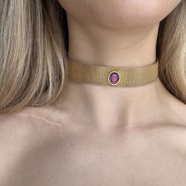 Goldfarbener Mesh-Choker Statement Piece