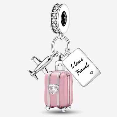 Pandora Charm I Love Travel Pendant Silver